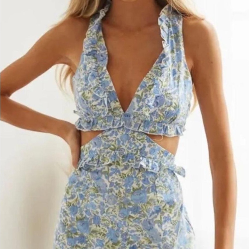 American Threads Floral Halter Dress with Cutouts